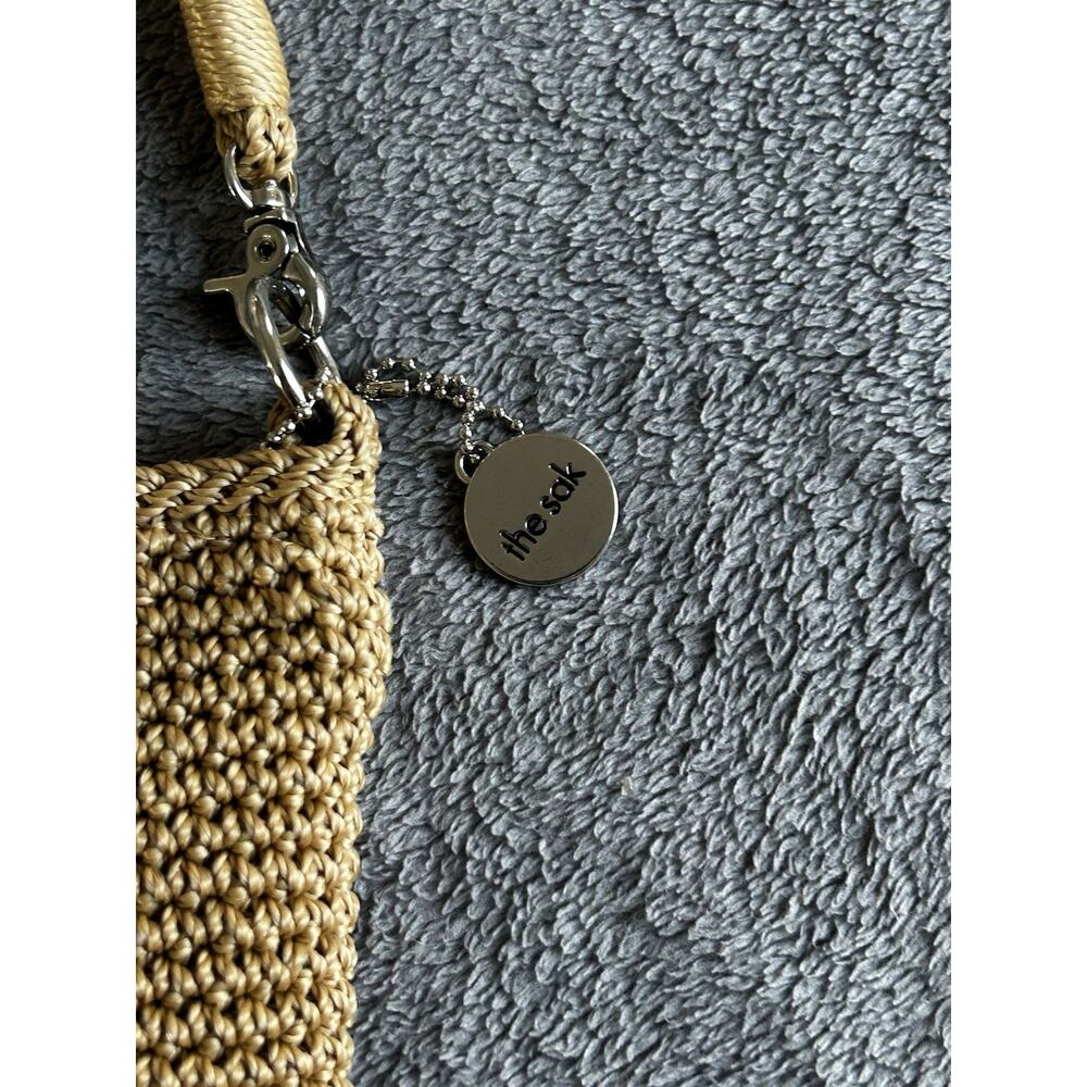 The Sak Lumi Crochet Crossbody Shoulder Bag - Tan/Beige Boho Eco Friendly 11"x9" - Picture 3 of 9